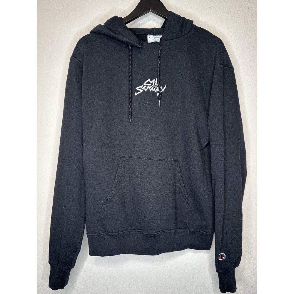 Cal Scruby Hoodie Champion Black Logo Pullover Rap Merch Mens M